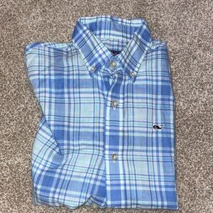 Vineyard Vines Boys Light Blue Plaid Button Down Shirt